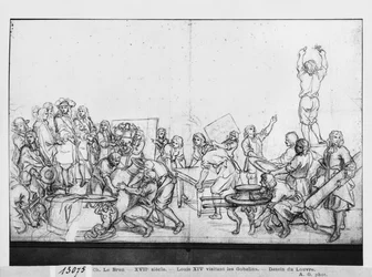 Ludwig XIV. besucht die Gobelins-Manufaktur